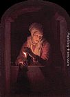 Gerrit Dou Wall Art - Woman with a candle